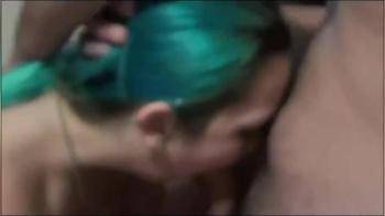 video of Emo with green hair fucked on bed while boyfriend films