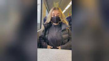 video of Girl with mask showing her tits