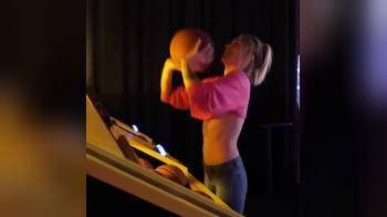 video of Adorable Babe Flashes Shooting Hoops