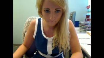 video of Pretty blonde takes time out for fun at work