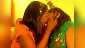 video of Ebony lesbians kiss on camera
