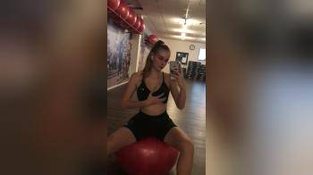 video of Gym Girl Cannot Resist Groping Her Full Breasts