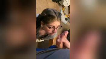 video of nerdy girl takes facial on glasses