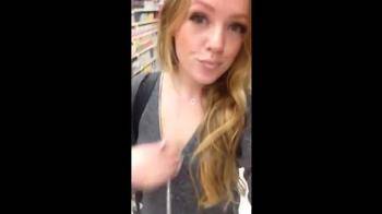 video of Flashing her little titties in public