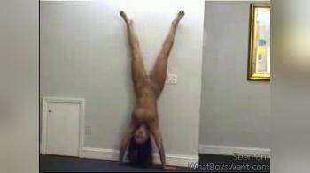 video of Athena Naked Handstand