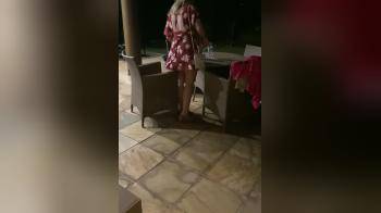 video of No panties under sundress. Hot blonde wife next door mooning her bubble butt on vacation