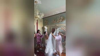 video of Happy bride getting ready