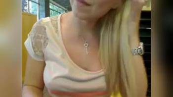 video of Naughty teen exhib squirts at school library