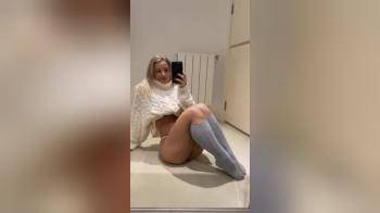 video of Hot blonde flashing in turtle neck