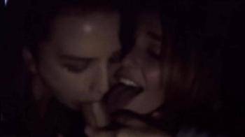 video of double girl cumshot in darkness