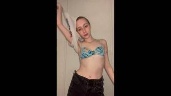 video of cute skinny blonde stripping