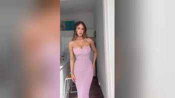 video of Big tits pink dress