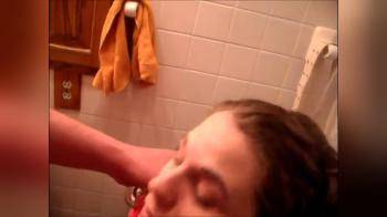 video of milf gets a facial in the bathroom