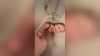 video of Redhead shower blowjob wet