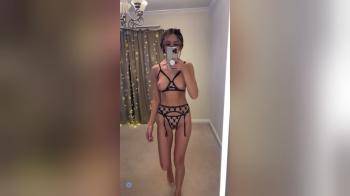 video of Brunette shows off her perfect body in her new lingerie