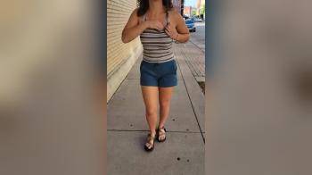 video of Flashing tits on the sidewalk