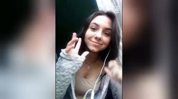 video of Cute Brunette Teen Wiktoria shows her big natural boobs