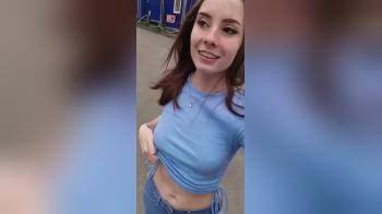 video of gorgeous babe flashing tits