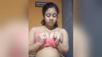 video of Beautiful Horny teen Girl boobs pressing n Masturbating
