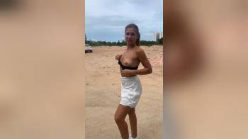 video of Flashing titties on public beach