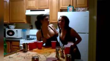video of bouncing their boobs in beer pong