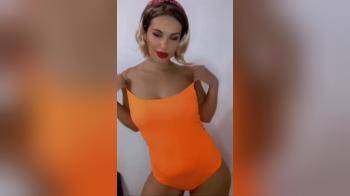 video of one piece orange bathing suit