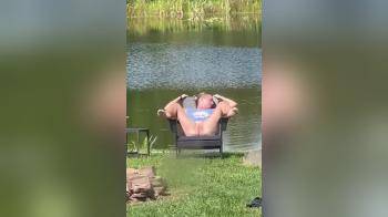 video of Wife spread eagle by the pond