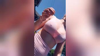 video of braless pantyless and plugged