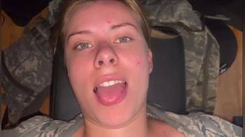 video of Air Force girl gets face cummed on