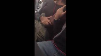 video of Dude fingers his GF on plane