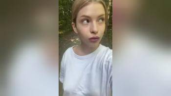 video of Flashing her tits in public