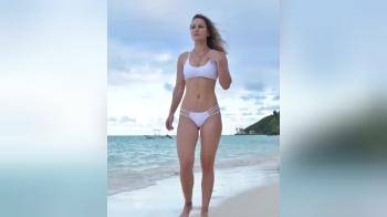 video of sexy girl posing on beach