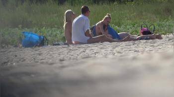 video of Gorgeous blond babes and sugar daddies on the beach