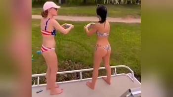 video of bikini babes shotgun a beer