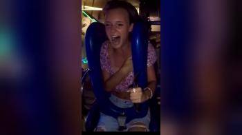 video of Cute girl Nipslip on Slingshot ride
