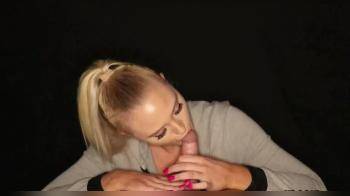 video of Ponytail blonde talks and gives gr8 bj