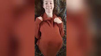 video of teasing in big sweater