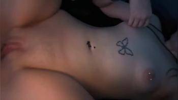 video of Young girl playing w pierced nipples and clit