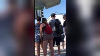video of Thick white teen flashing ass in public upskirt