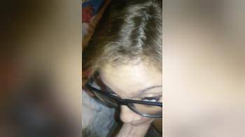 video of Girl in addidas and glasses sucking off his cock