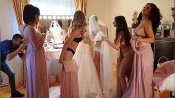 video of Bride and bridesmaids getting dressed