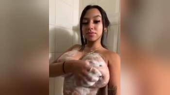 video of Soaping her big old tits