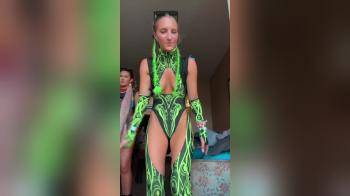 video of green raver girl ready
