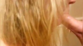 video of Good blonde wife on her knees sucking cock