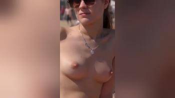 video of Chick enjoys sunbathing topless