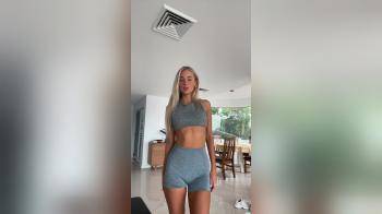 video of blonde in workout spandex