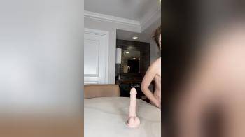 video of Sexy brunette sucks dildo