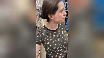 video of Casual Walk Through the Store with a Faceful of Cum