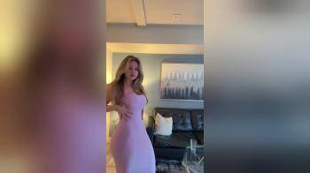 video of curvy blonde pink dress