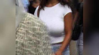 video of Huge clothed boobs on street